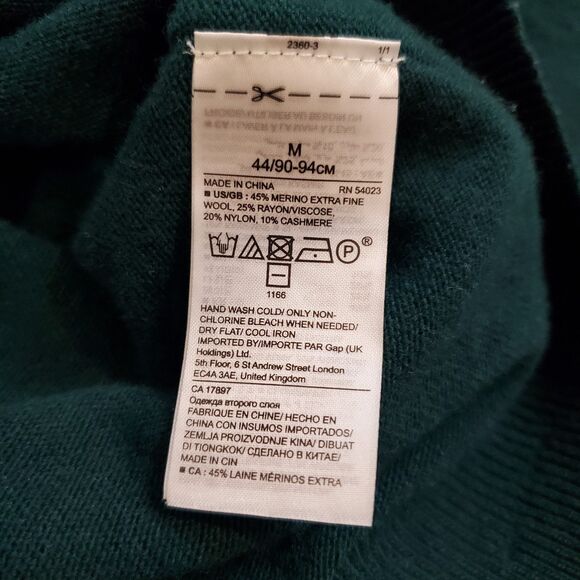 Banana Republic Italian Yarn Filpucci Merino Wool Cashmere Sweater M Green - Picture 10 of 11